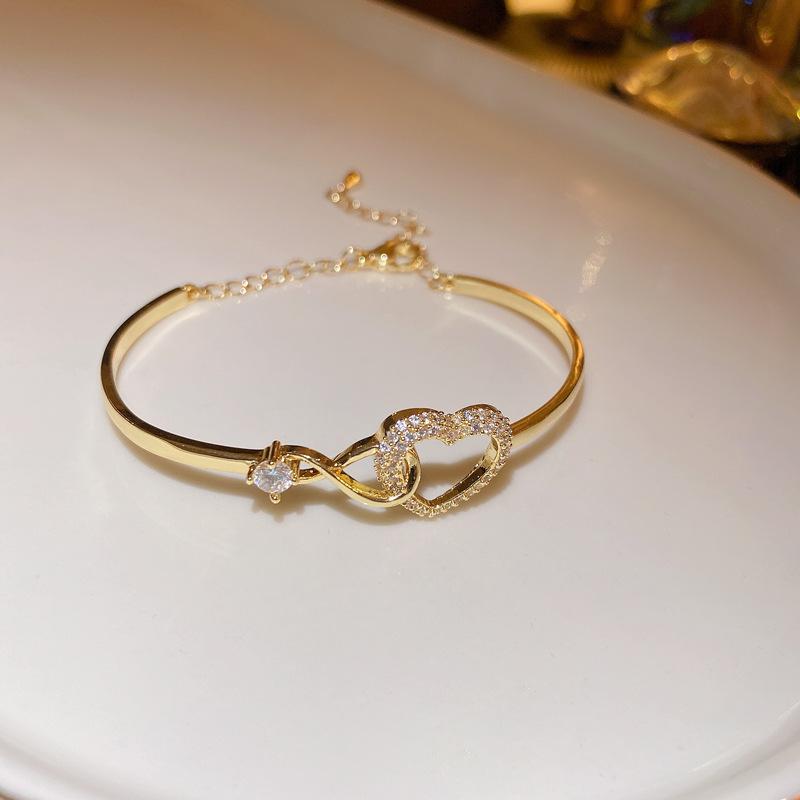 Korean zircon hollow love bracelet simple niche bracelet personality temperament cold wind jewelry women