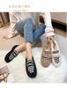 Winter Women Shoes Short Boots Houndstooth Casual Boat Bootie Ladies Plush Slip-on Loafers
