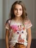 Girl Clothes Cute Animals 3D Print Casual Crew Neck Short Sleeves Graphic T Shirts Children's Clothing 2-10Y for Animals Lover