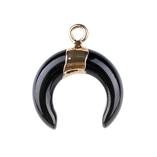 DIY Pendant Gold-Plated Edging Crescent Horn Design Natural Imitation Crystals Jade Necklace Bracelet Earrings Charm DIY Jewelry Making Accessories