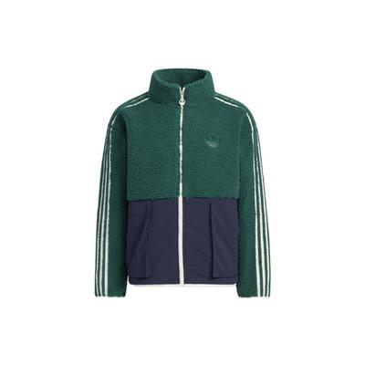 adidas Оригінали Класика Вишивка лого Трилисник Куртка флісова зі стійкою коміром Унісекс Верхній одяг Зелений HY1377
