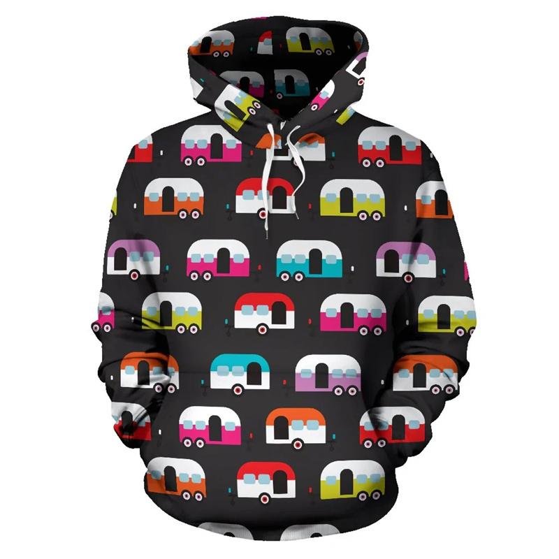 Fun Cartoon Car Series Men 3D Print Hoodie Autumn Winter Fashion Coat Comfortable Warm  Round Neck Long Sleeve Pocket Large Size Hoodies