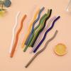 12Pcs Colorful Glass Straws Wavy Reusable Drinking Straws Eco-friendly Straws for Drinks Coffee Milk Tea Straw Barware