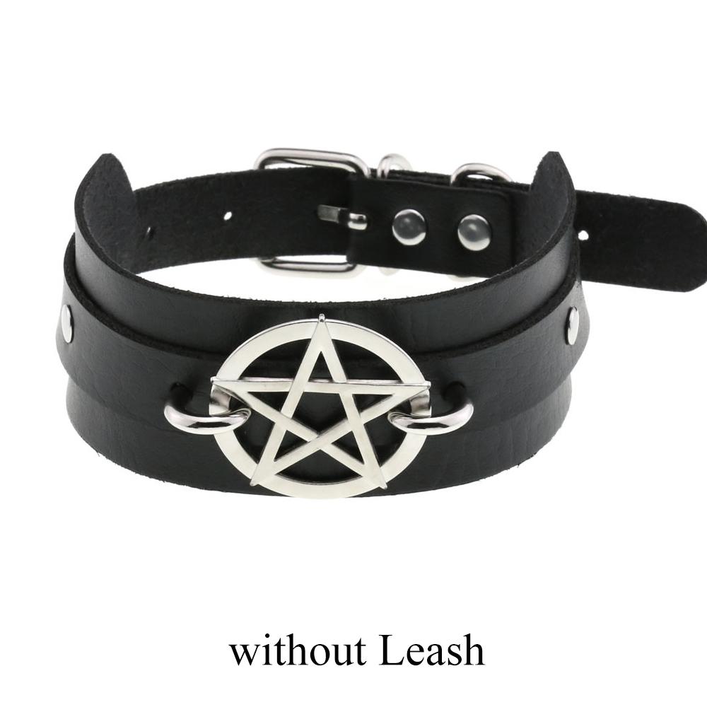Chain Leash Choker Collar for Women Alt Fashion Leather Chocker Sexy Costume Jewelry Halloween Cosplay Accessories