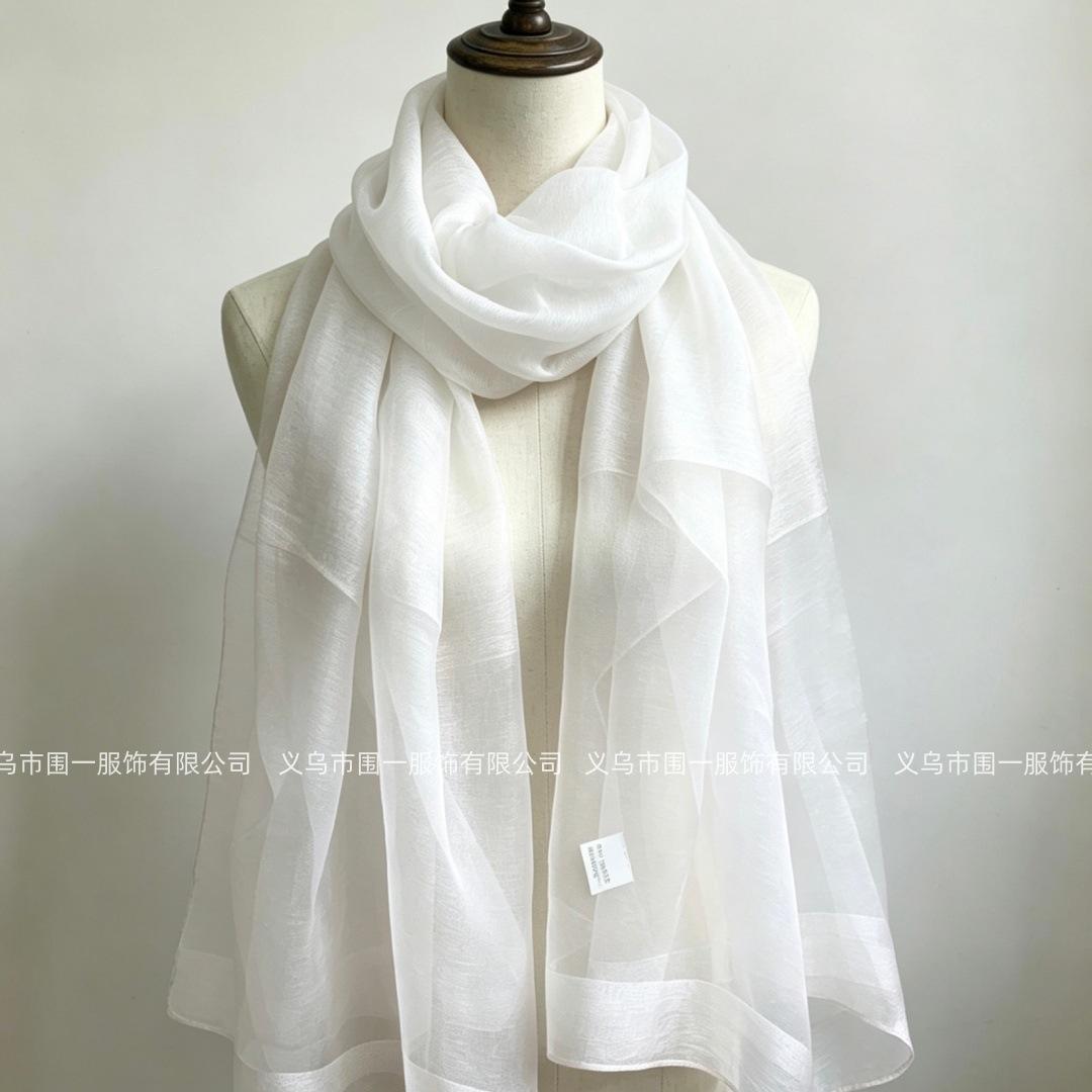 Cool fog silk wool splicing organza scarf versatile thin casual shawl women s scarf high-end silk scarf