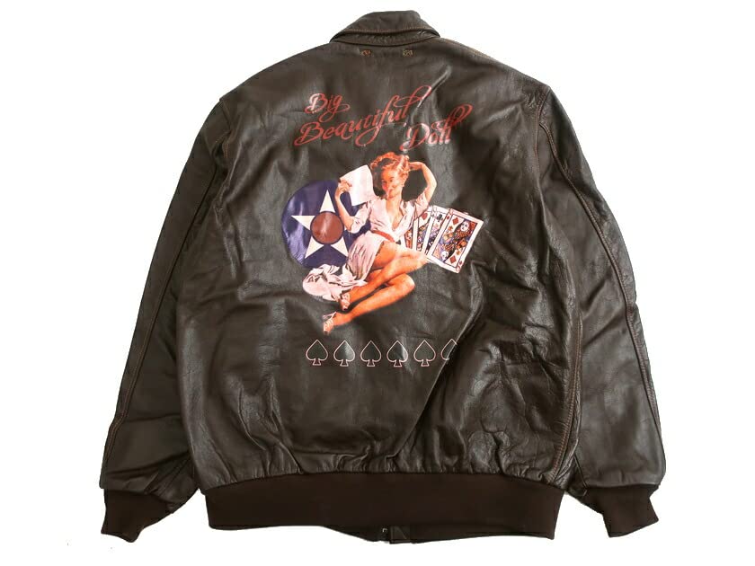 Leather Jacket WORK OF ART BIG BEAUTIFUL DOLL 6191051 55 BROWN Japan M to Japanese size [AVIREX] A-2 Men's (equivalent M)