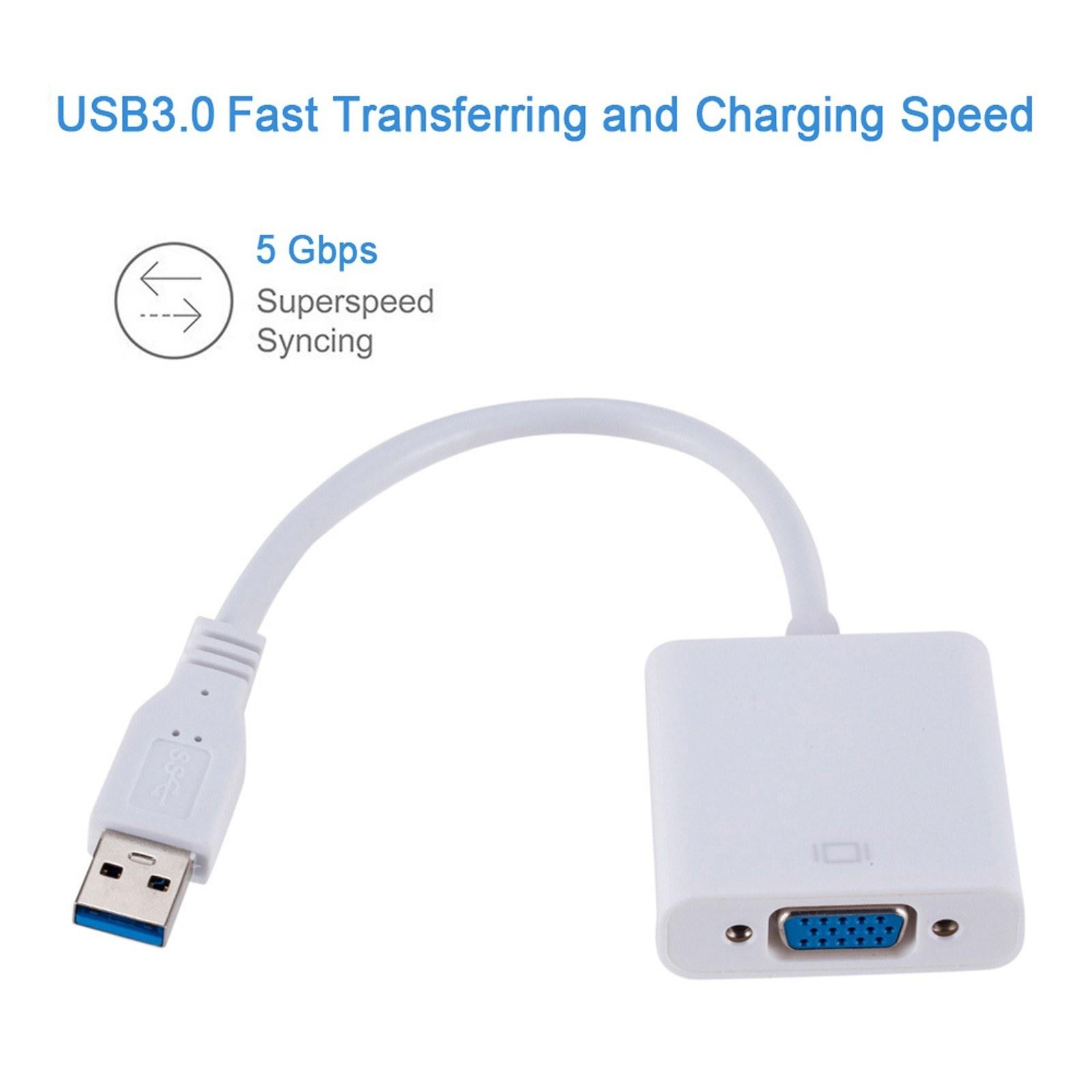 

USB3.0 To VGA Adapter USB to VGA External Video Card VGA Converter Black