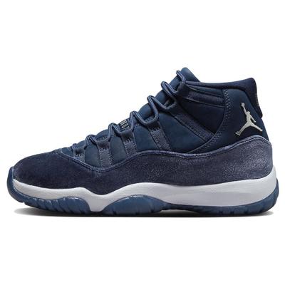 Air 11 Retro Midnight Navy Velvet Scarpe da Ginnastica da Donna Blu Argento Metallizzato Bianco AR0715-441