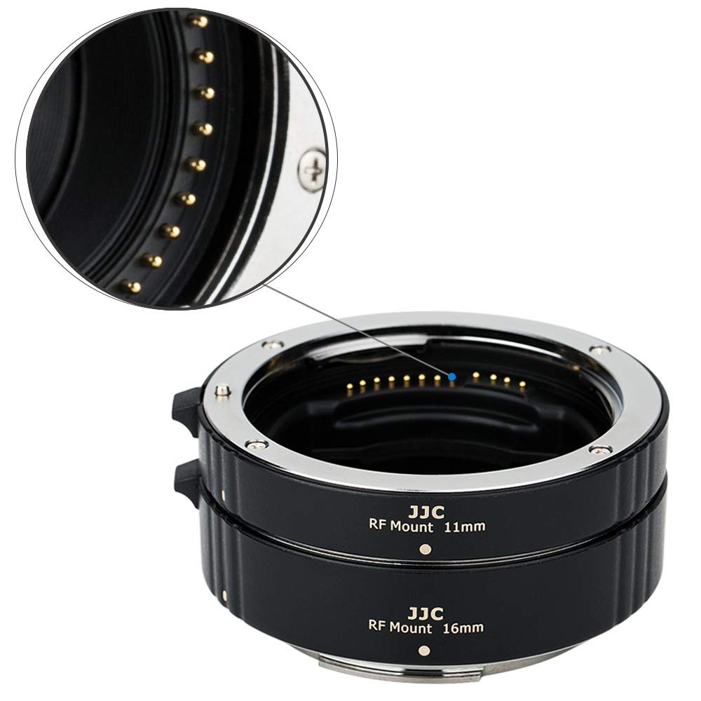 JJC Digital Extension Tube Set for Canon RF 11mm 16mm set with body cap and rear lens cap Compatible with Canon EOS R6 Mark R5 Mark and Ra Cameras +