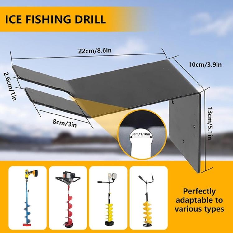 Easy Install Wall Mounted Rack for Electric Ice Drill Holder Stainless Steel Electric Auger Storage Bracket