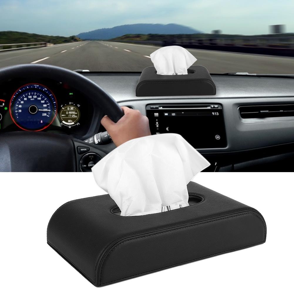 PU Leather Car Tissue Boxes Dispenser Napkin Paper Towel Holder Multi Functional Parts