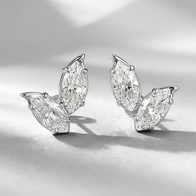 

Xian Can Jewelry Белые серьги-гвоздики в форме листа с бриллиантом маркиз 1,25 карата - Роскошные и блестящие. 925 Silver