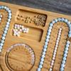 Solid Wood Jewelry Design Tray Tool with Measuring Scale for Beaded Necklaces, Loose Beads, and Bracelets