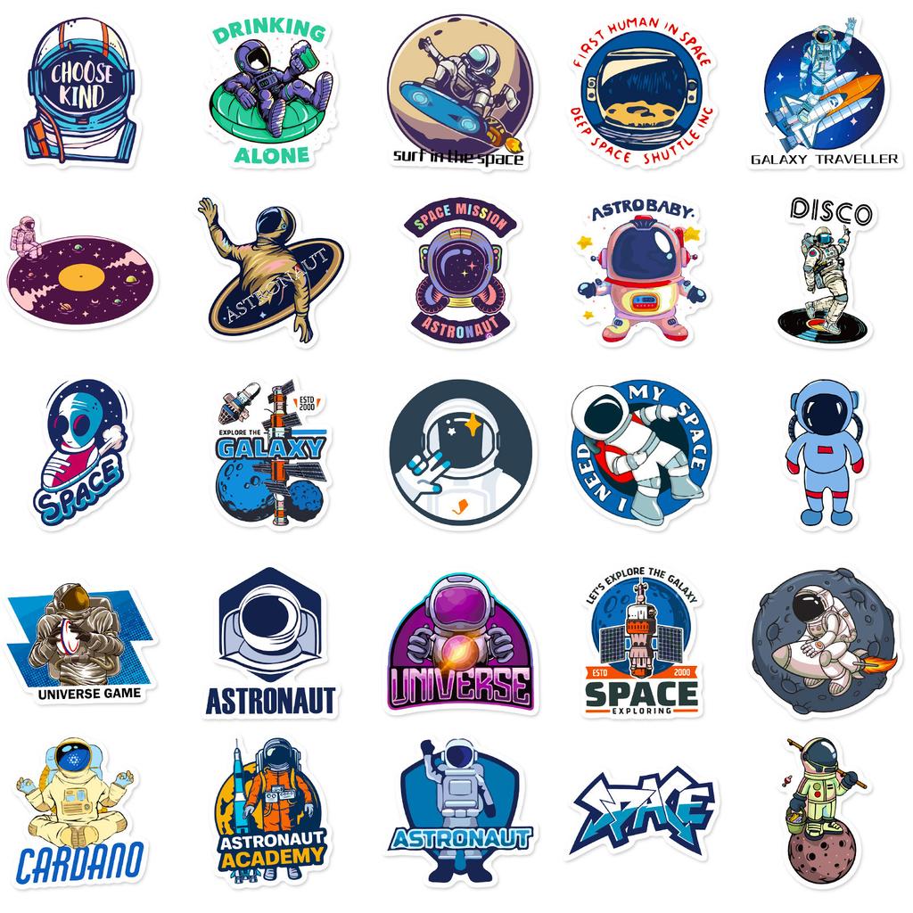50 Space Planet Astronaut Stickers NASA Fantasy Space Astronaut Stickers Space Station