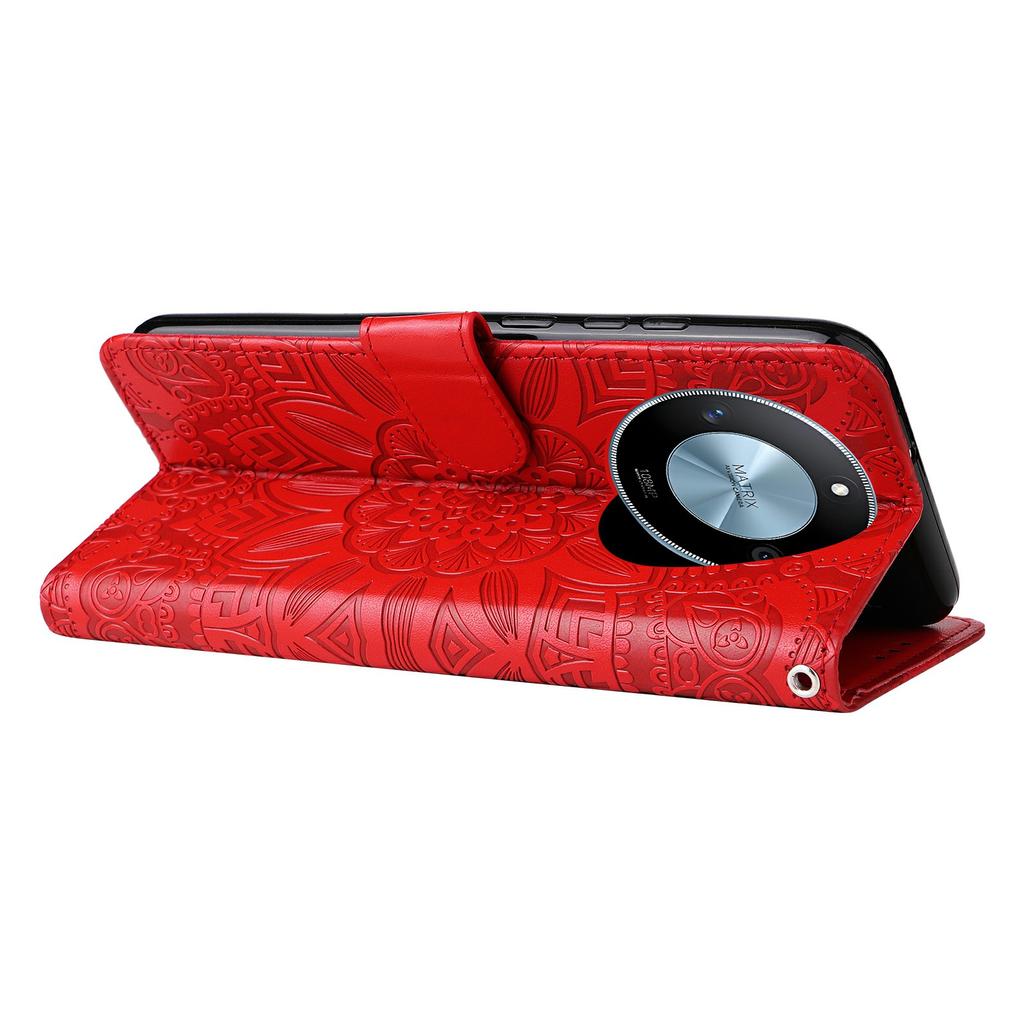 Für Honor X60 5G Hülle Sonnenblumen-Prägung Leder Brieftasche Handyhülle