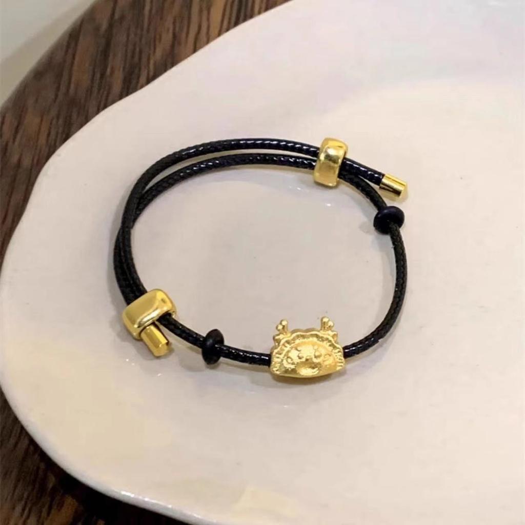 2024 Fashion Summer Womens Black Dragon Bracelet With Red Rope And Lucky Charm