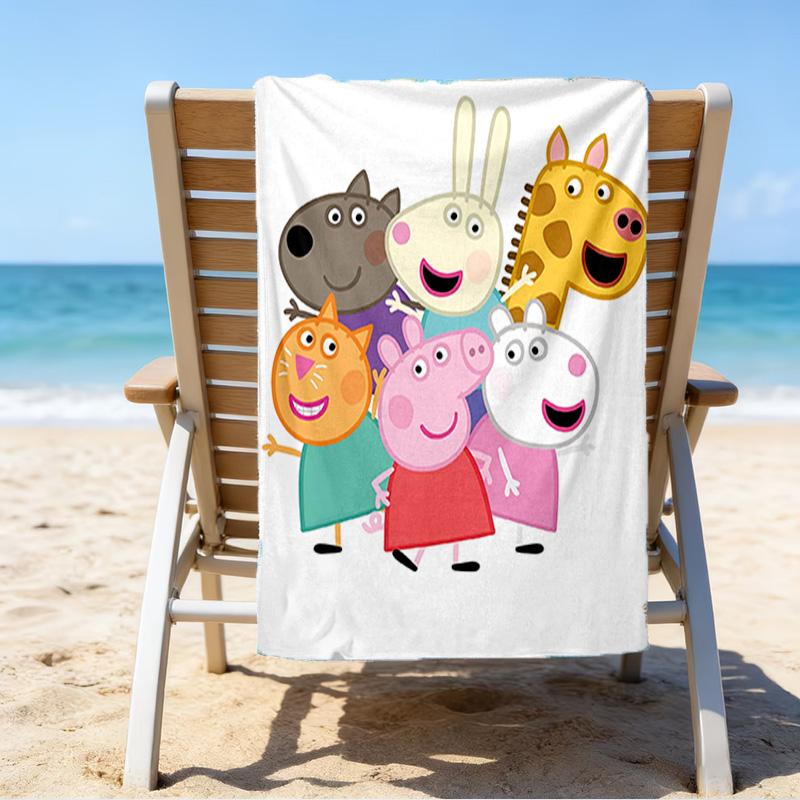 1pc Pink Pig (8) Beach Towel, Beach and Seaside Swimming Pool Equipment, Fashion Pattern, Rectangular, Travel Essentials