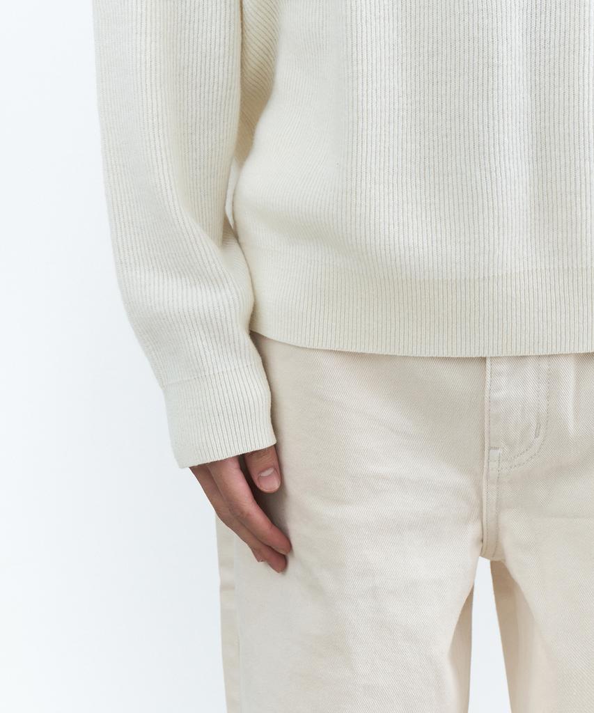 Musinsa Standard [Victoria Wool] Minimal Ribbed Turtleneck Knit [Cream]