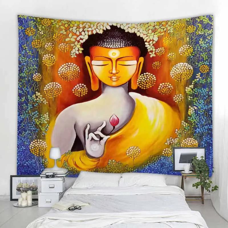 Indian Buddha Art Tapestry Wall Hanging Meditation Mandala Room Wall Decor Boho Home Aesthetics Home Decor Background Fabric