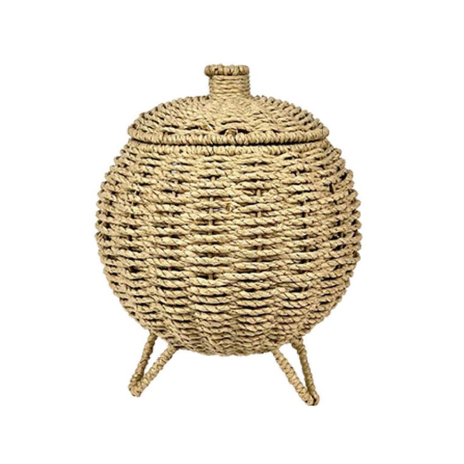 Плетеная корзина для хранения с крышкой для канцелярских принадлежностей пластиковая корзина для цветов органайзер для всякой всячины для офисов и домашнего использования C 1589₽