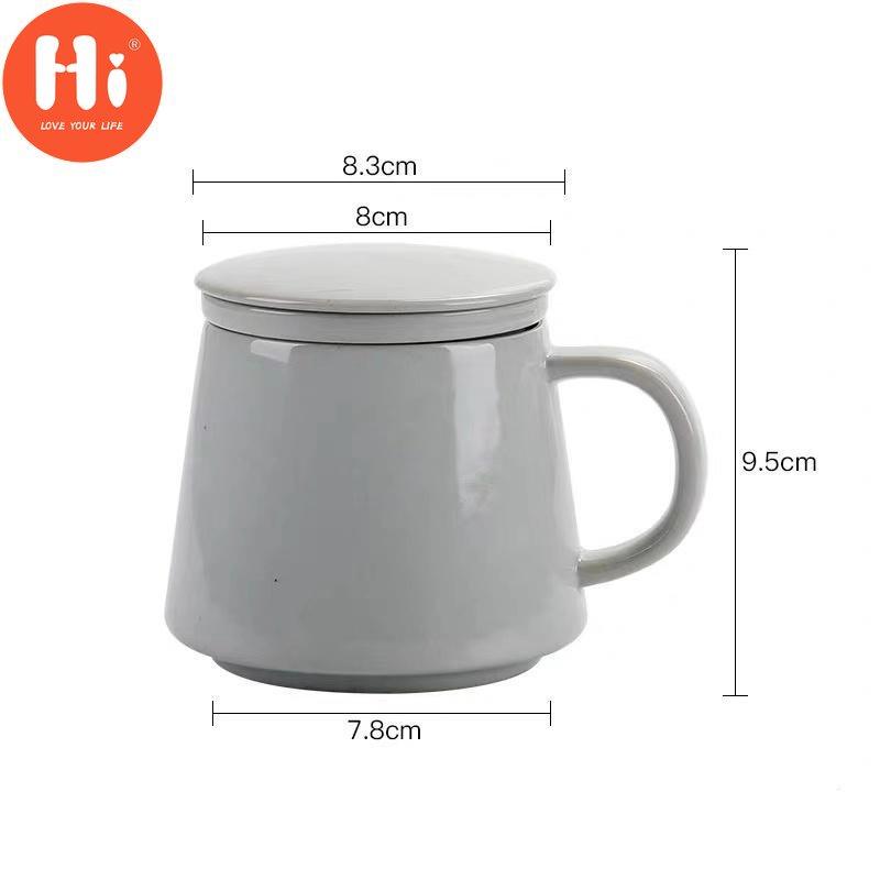 Hi 350ML Ceramic TeaCup With Lid and Infuser Cover Filter Wooden Handle Milk Coffee Juice Cup Tumbler Water Mugs Drinkware