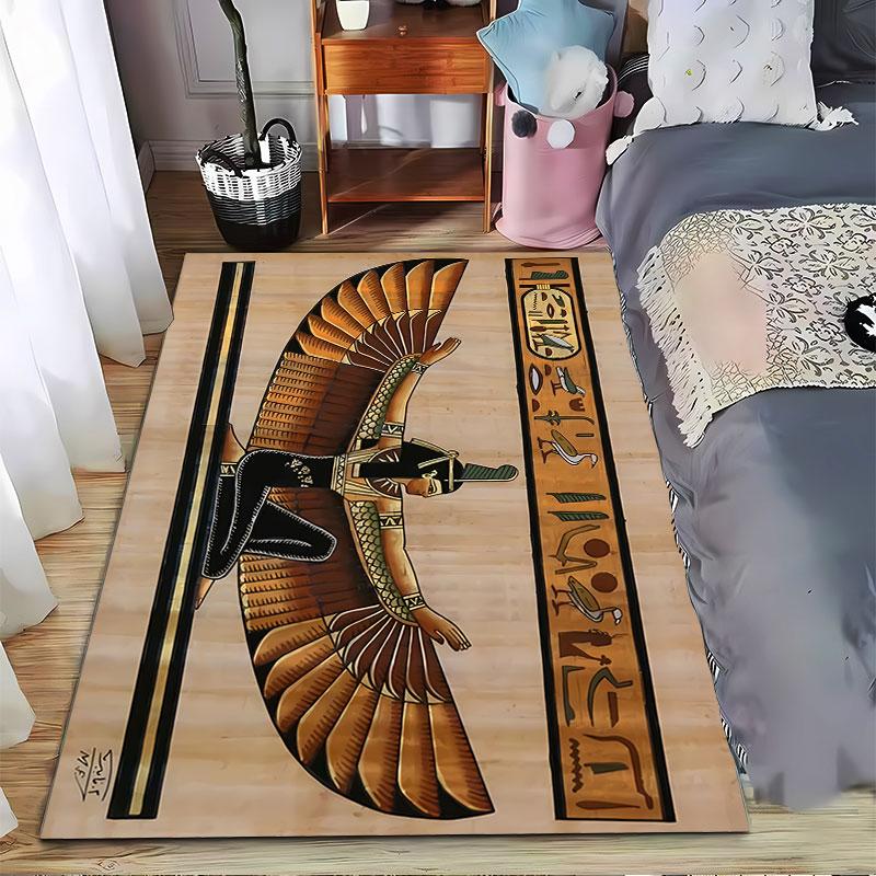Egyptian Winged Goddess Art suitable as a non-slip mat for the living room or bedroom sofa