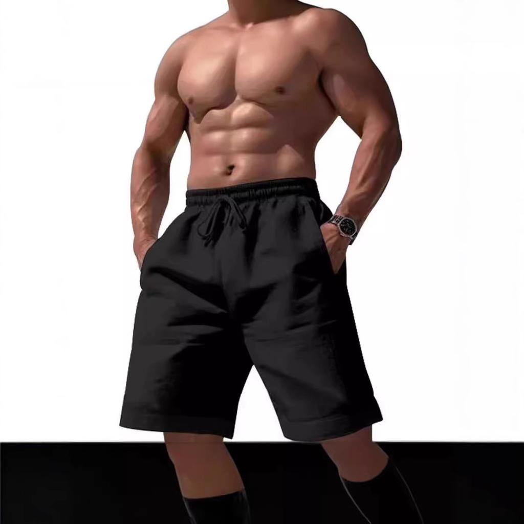 Summer Casual Pocket Simple Drawstring Cotton Linen Casual Men's Shorts