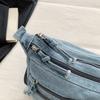 Multi Pocket Denim Crossbody Bag Adjustable Strap Large Capacity Casual Shoulder Purse for Women
