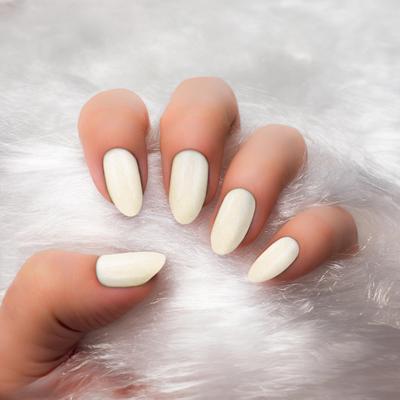 Bella Monza Stick On Nails 24 Pcs Reusable Artificial Fake Nail Set Reusable and Long Lasting Easy To Use Fake Nails For Women's, Girls (Color-Crea