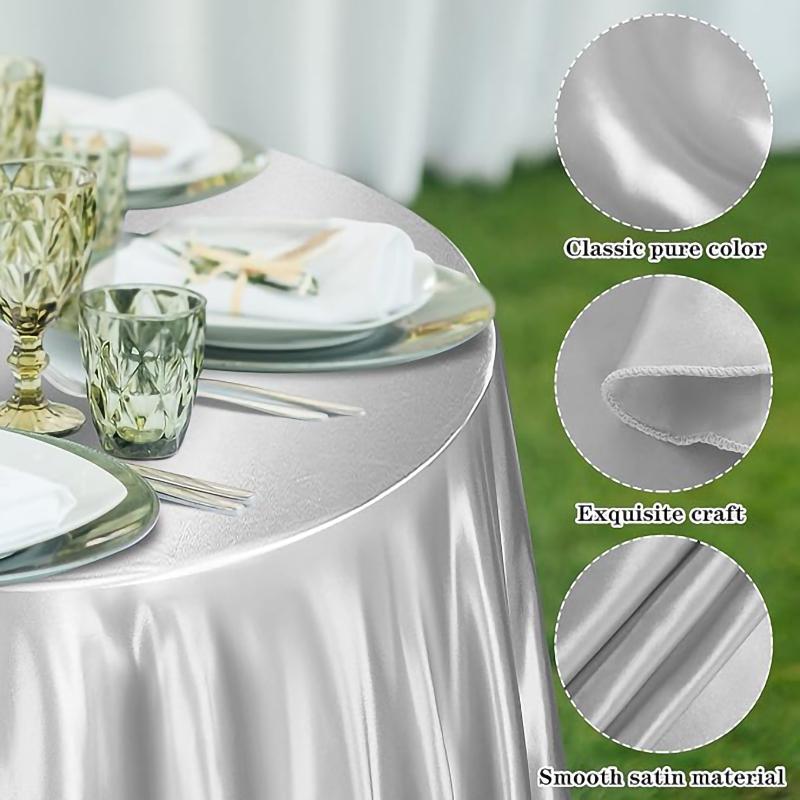 Round Satin Tablecloth Sky blue Bright Silk Tablecloth  For Baby Shower Wedding Birthday Party Banquet Christmas Table Decor
