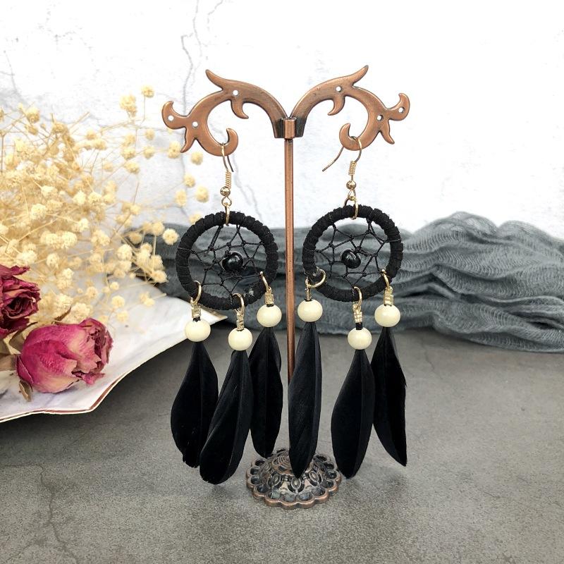 

Кристальный Ловец Снов Элемент Серьги с Перьями Женские Универсальные Элегантные Длинные Серьги с Бахромой Украшения для Ушей