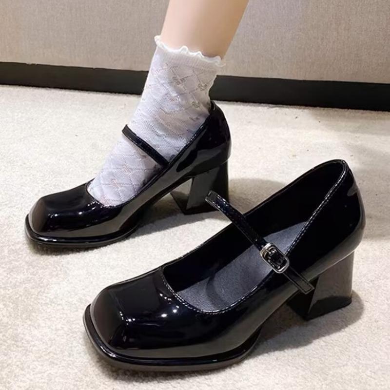 

Мэри Джейнс Винтажные Черные Сандалии Женские Пряжка Нескользящие Повседневные Средний Каблук Офисные Дамы Однотонные Элегантные Каблуки Корейские Туфли-лодочки 39 чёрный