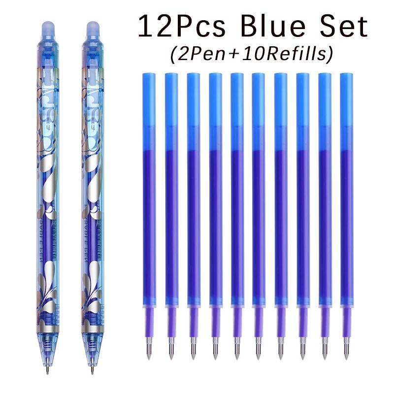 Large Capacity Ink Erasable Pen 6-color Push Gel Pen Set 0.5mm Transparent Colors Pen Office Writing Supplies Kawaii Stationery