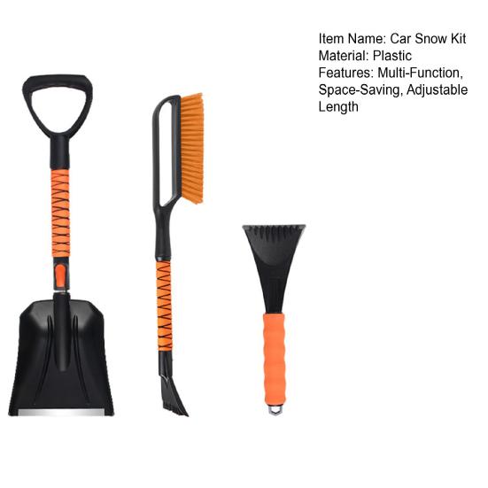 3Pcs Car Snow Removal Kit with Telescopic Foam Grip Multi-Function Wiper Ice Shovel Adjustable Length Snow Brush for Car SUV Truck