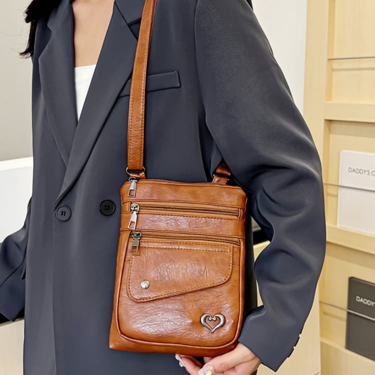 Damen weiche Lederschulter-Crossbody-Tasche Münzbörse