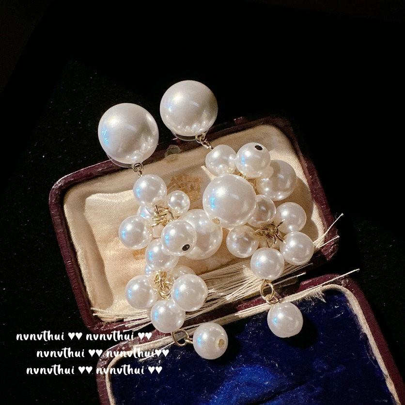 Mermaid Tears, Flower Smile Gem, Necklace, Tahiti, Lady Flower Zircon Pearl Earrings, Grape Strings