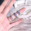 Blue Enamel Oil Drop Flower Bow Star Opening Ring Women'S Niche High-End Light Luxury Ring