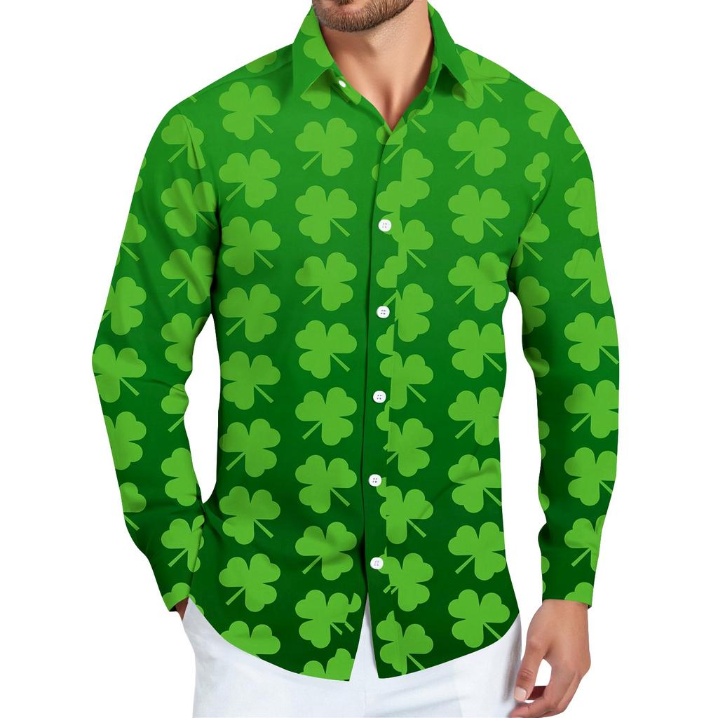 Pánská košile s vánočním potiskem, dlouhý rukáv, na knoflíky