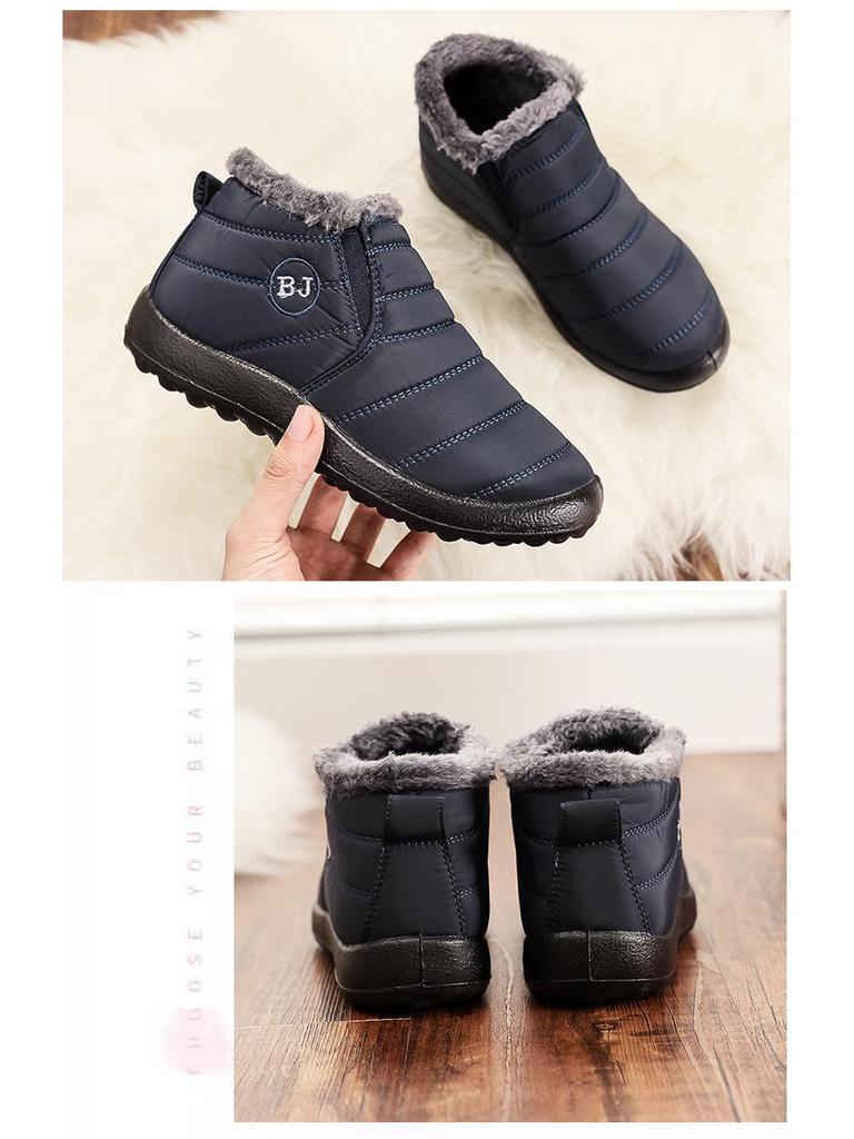 Unisex Winter Thickened Velvet-Lined Cotton Snow Boots – Low-Top, Warm, Large Size