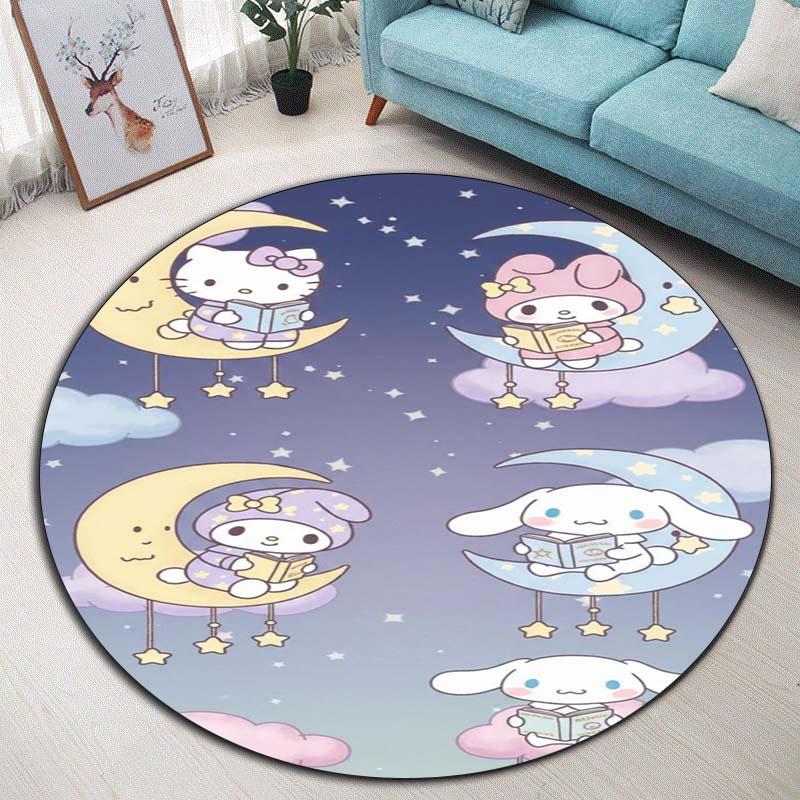 The My Melody and Cinnamoroll Cartoon Round Rug Can Be Used To Decorate Living Rooms, Bedrooms, Sofas, and Playrooms;