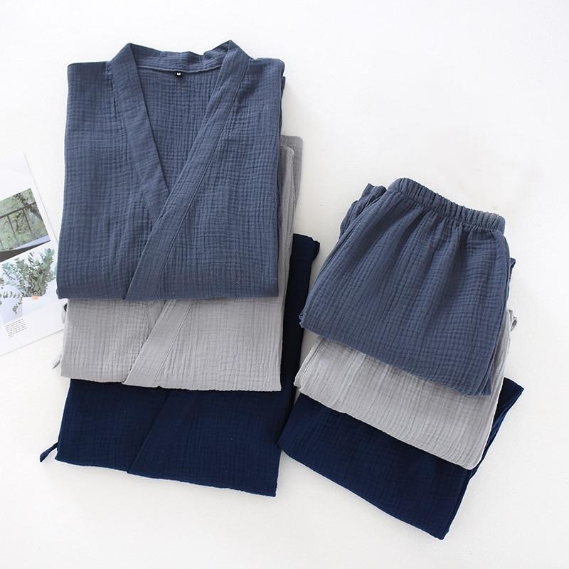 Set Kimono Giapponese 2026 100% Cotone Pigiami Due pezzi Coppia Yukata Ampio Tuta da sudore da uomo Servizio a domicilio
