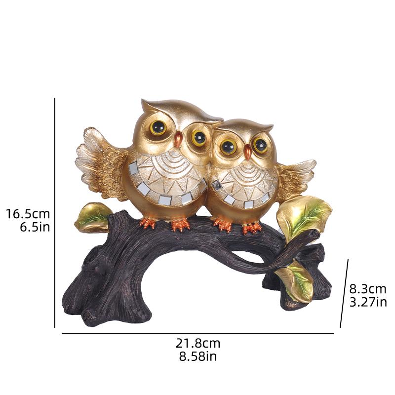 Owl on stump statue, resin animal craft ornament, home decoration for bedroom, living room, study, entryway, and tabletop
