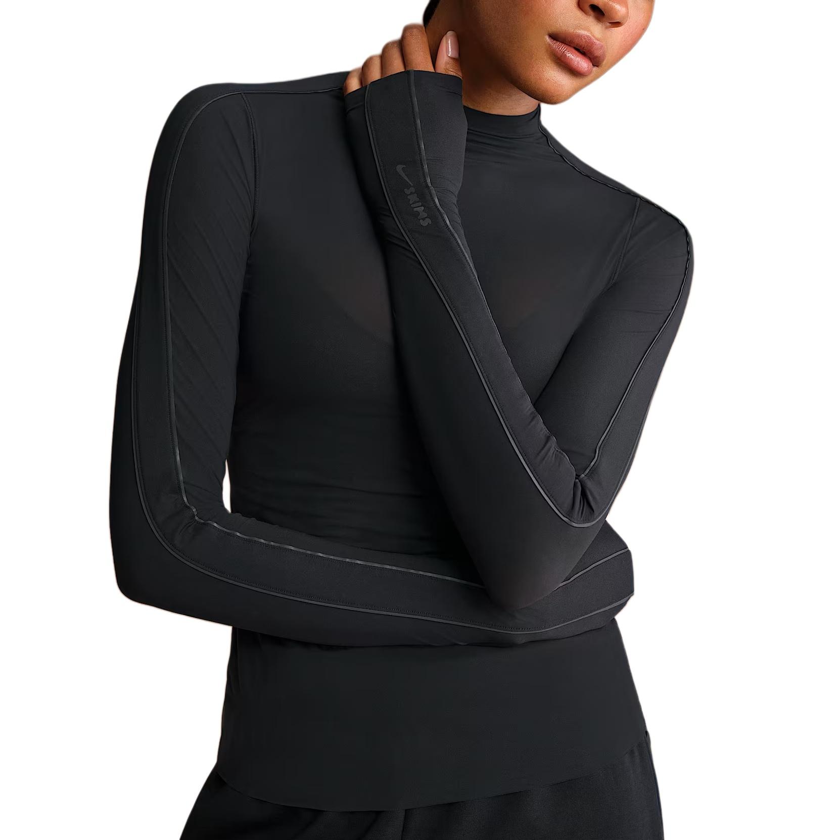 (WMNS) Nike x SKIMS Weightless Layers Mock-Neck Long-Sleeve Top Obsidian Women s TPLST6052W-OBD XS