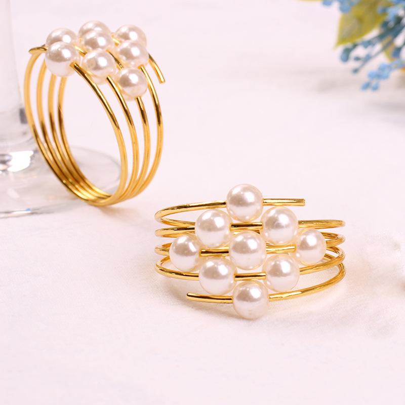 Pearl Napkin Ring, New Napkin Buckle, Metal, Napkin Ring, Wedding Restaurant Mouth Cloth Ring, Party Decoration