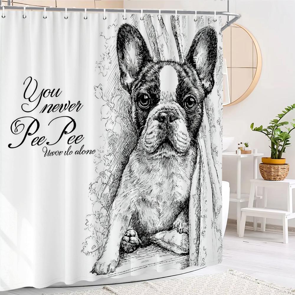 

Cartoon Black Dog Shower Curtain, Cute Dog Bathroom Decorative Shower Curtain, Waterproof Shower Curtain With Hooks W60H190(CM)-1 Pcs