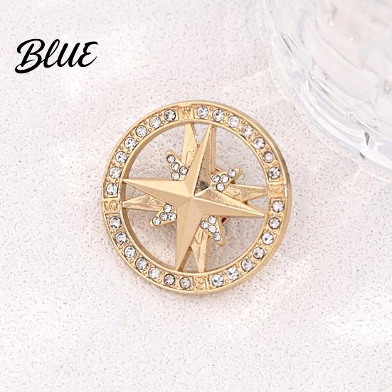 Daily Wear Accessories Vintage Rhinestone Star Compass Brooch, Men Women Alloy Brooch Lapel Pin, Badge Jewelry Accessory for Clothing Decor