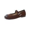 Women's Retro Suede Mary Jane Fashion Casual Leopard Print New Flats Square Toe Dresses Buckle Designer Shoes