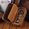 Retro Crazy Horse Leather Rectangle Watch Box Single Pack Travel Zipper Leather Premium Watch Storage Box