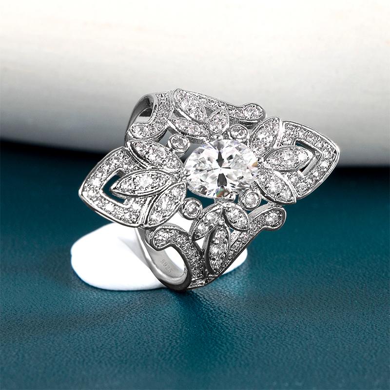 BELLA BOX Luxury Fashion Wedding Rings Women Delicate Floral Cubic Zirconia Engagement Rings Party Gift Silver Color Jewelry