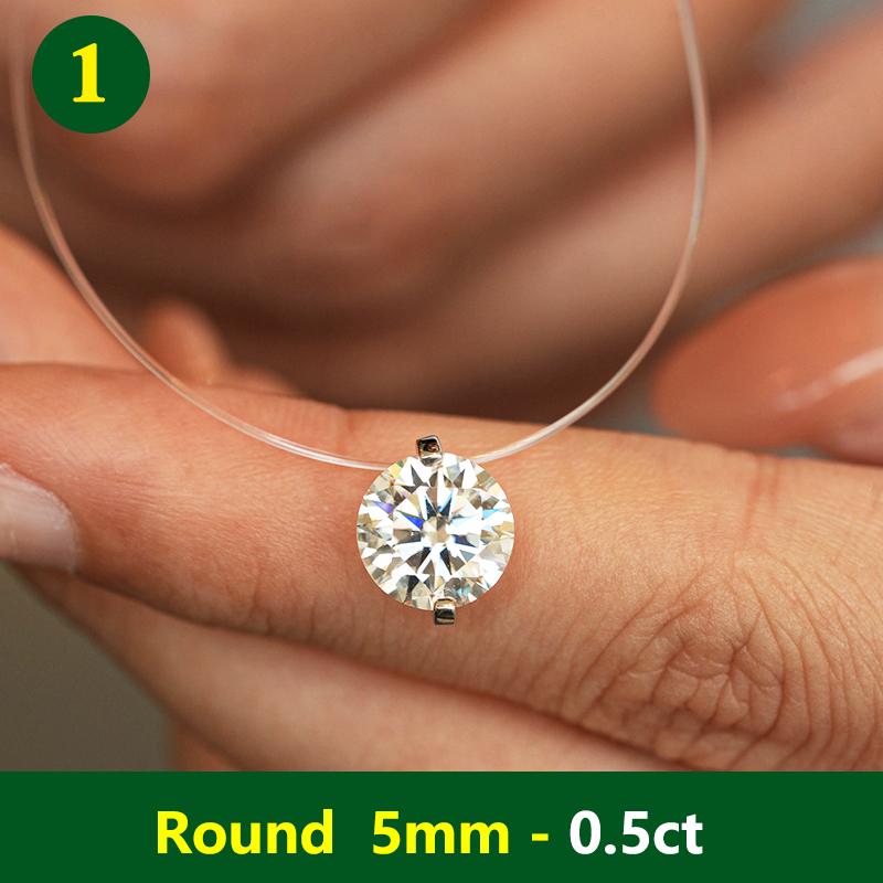 Fishing Line Women Moissanite Necklace Pendant Original 925 Sterling Silver Jewelry Moissanite Diamond  Necklace for Women